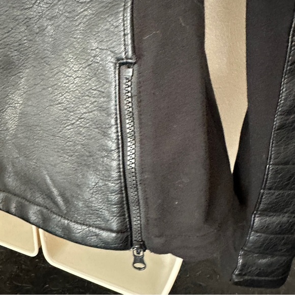 Blanc Noir Black Leather Moto Jacket - Athleisure Streetwear Chic - Size Small - Picture 13 of 15